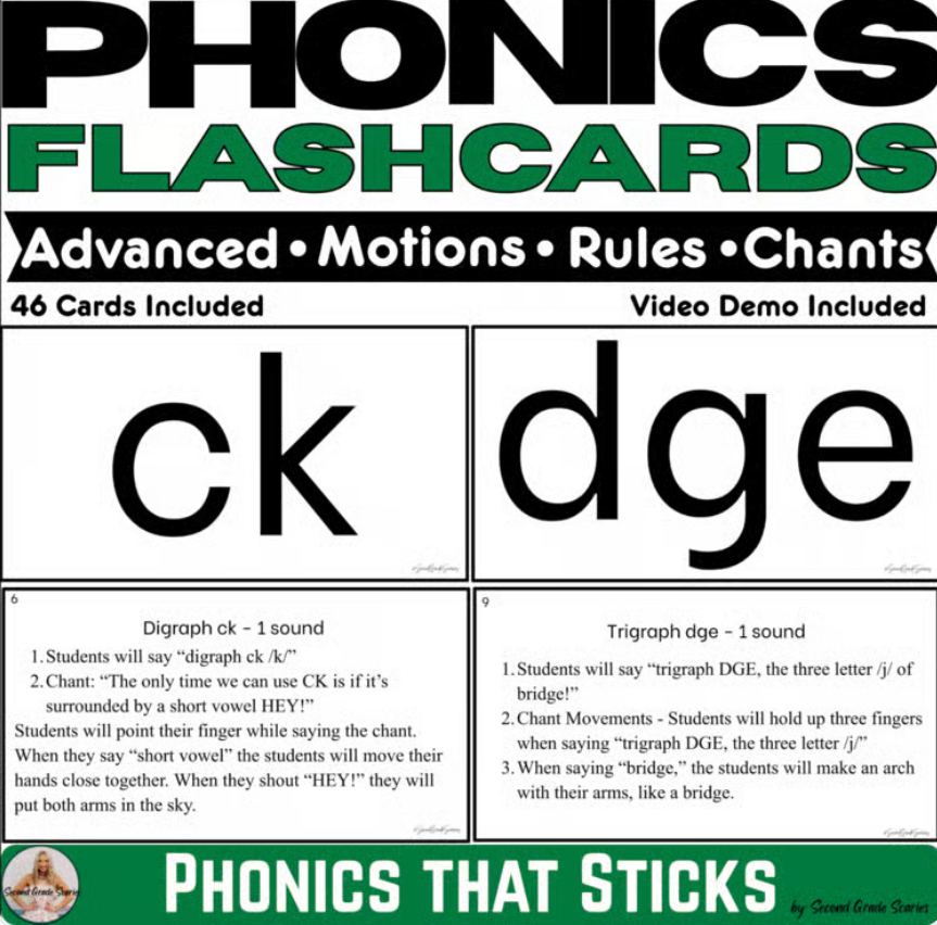 Phonics That Sticks™ | Advanced Phonics Flashcards with Movements & Chants